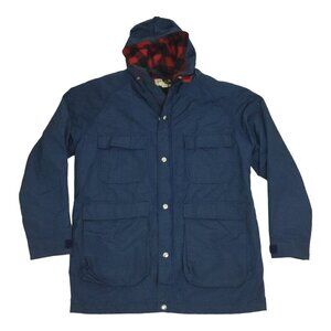 L.L. Bean Navy Rain coat with plaid wool lining, size Medium